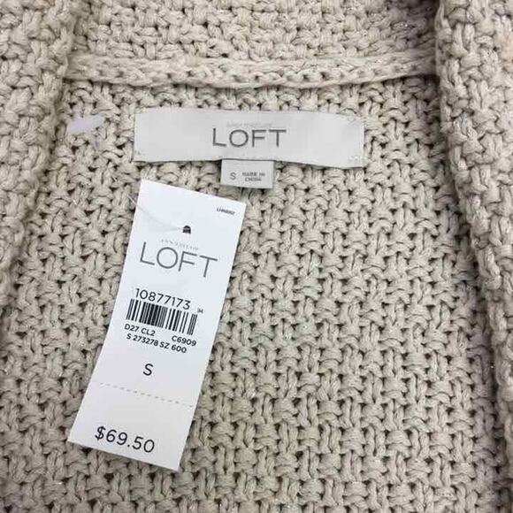 LOFT Womens Sweater Size Small Gold Sparkle Beige Silver Cardigan Ann Taylor NEW - Picture 5 of 5